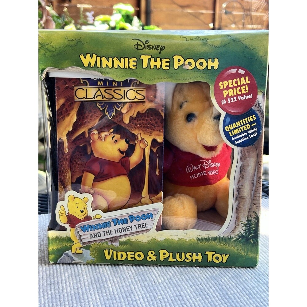 vtg. 1997 Disney Winnie The Pooh Video & Plush Toy VHS set Limited Edition